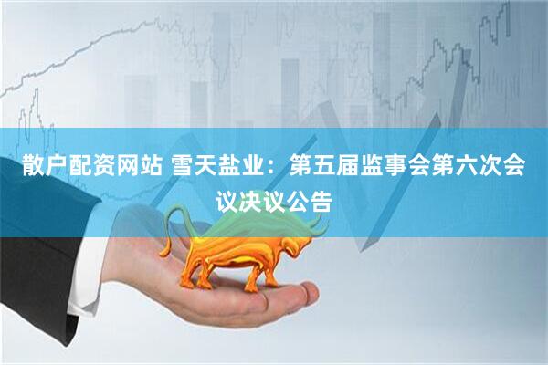 散户配资网站 雪天盐业：第五届监事会第六次会议决议公告
