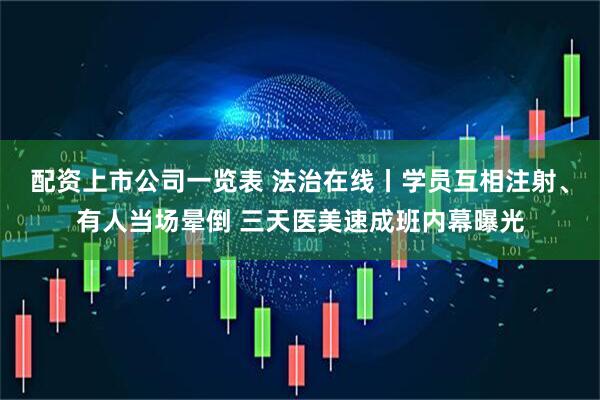 配资上市公司一览表 法治在线丨学员互相注射、有人当场晕倒 三天医美速成班内幕曝光